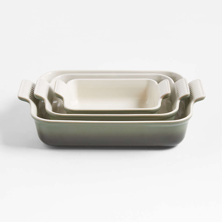 Le Creuset Heritage Thyme Rectangular Dishes, Set of 3 | Crate & Barrel