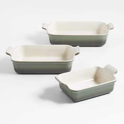 Le Creuset Heritage Thyme Rectangular Dishes, Set of 3 + Reviews | Crate & Barrel