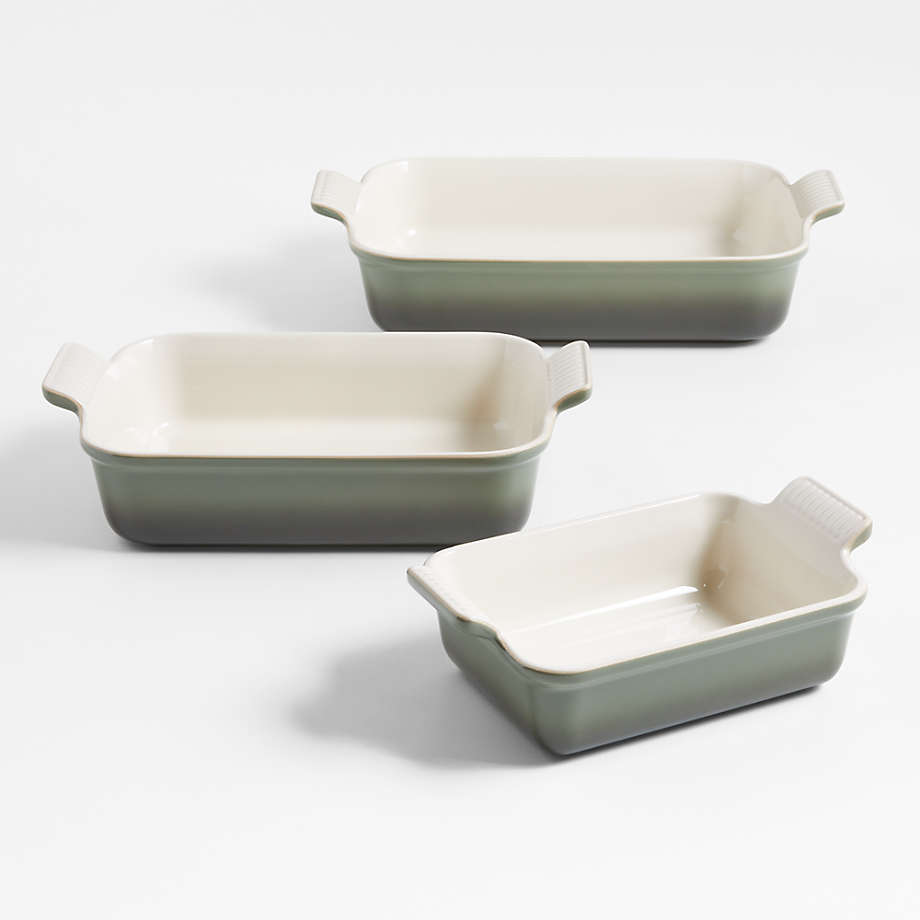 Le Creuset Heritage Thyme Rectangular Dishes, Set of 3 + THYME