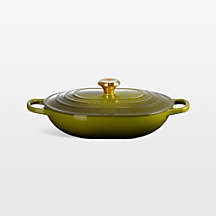 Le Creuset 3.75-Qt. Olive Enameled Cast Iron Covered Oval Casserole Dish + Reviews | Crate & Barrel