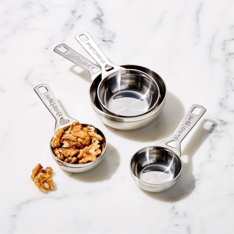 Crate and Barrel Stainless Steel Odd Size Measuring Cups, Set of 4