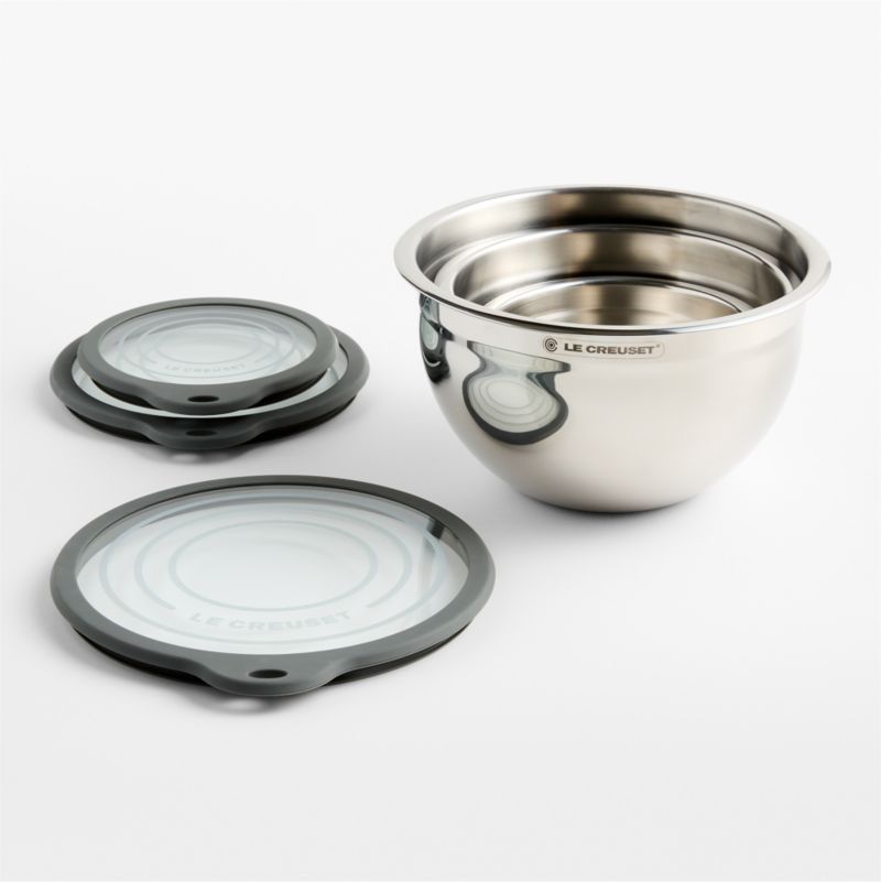Le Creuset Stainless Steel Mixing Bowls with Glass Lids, Set of 3 - image 1 of 3