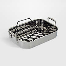 Le Creuset 18" x 14" Stainless Steel Roasting Pan with Rack + Reviews | Crate & Barrel