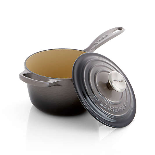 Le Creuset ® Signature 1.75-Qt. Oyster Grey Enameled Cast Iron Saucepan with Lid