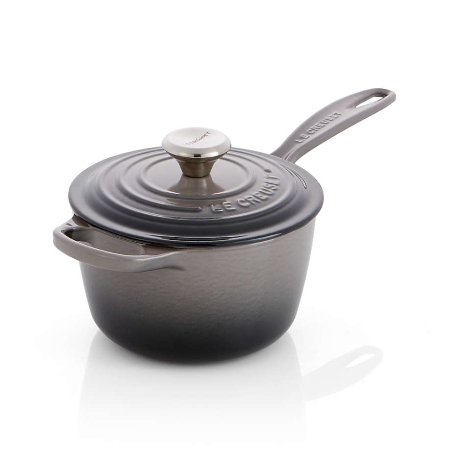 Le Creuset Signature 1.75-Qt. Oyster Grey Enameled Cast Iron Saucepan with  Lid + Reviews