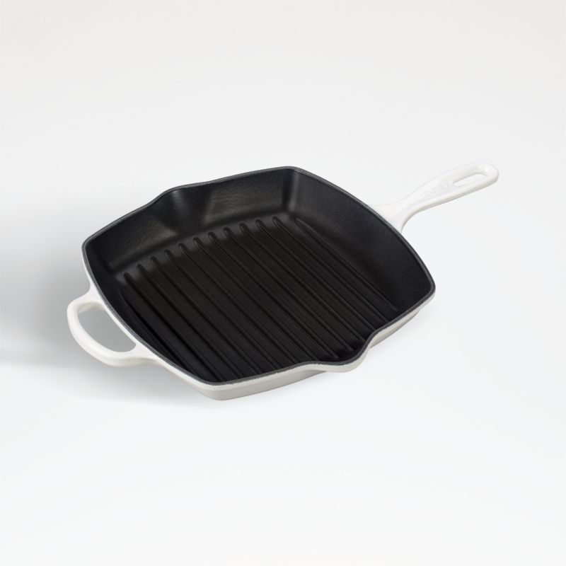 Je zal beter worden schetsen Percentage Le Creuset Signature Square 10.25" White Enameled Cast Iron Grill Pan  Skillet Grill + Reviews | Crate & Barrel