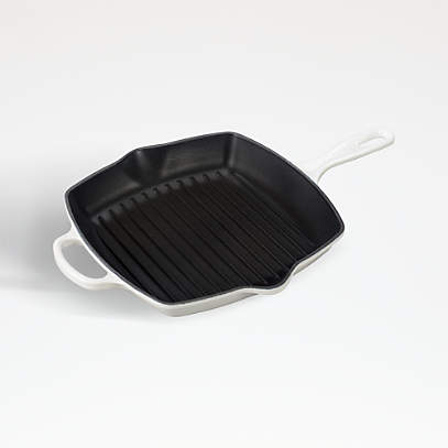Le Creuset Signature Square 10.25 White Enameled Cast Iron Grill Pan  Skillet Grill + Reviews