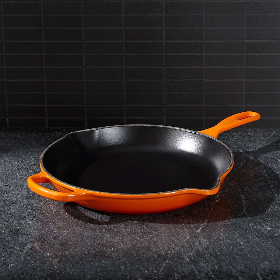Le Creuset Signature 11.75" Flame Orange Cast Iron Skillet + Reviews | Crate & Barrel