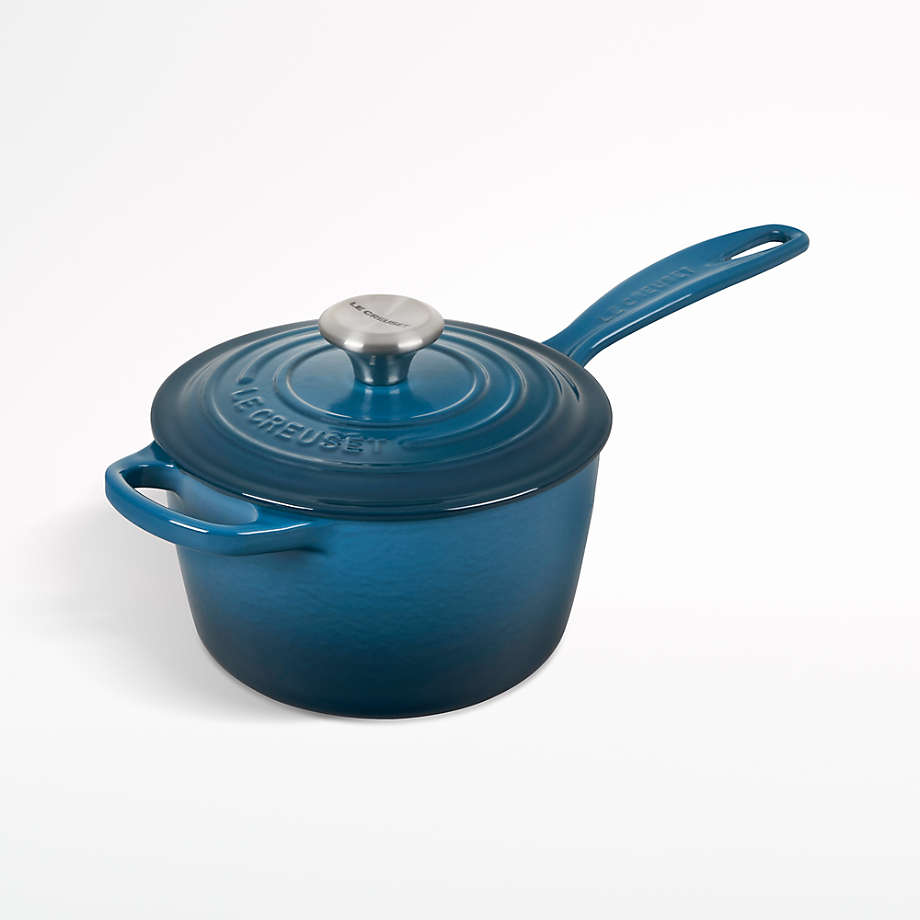 Valor 1.75 Qt. Galaxy Blue Enameled Cast Iron Sauce Pan with Cover