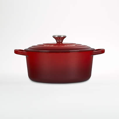 Cooks Essentials 3.5 Qt Cast Iron Dutch Oven Pot Cookware Enamel Red With  Lid