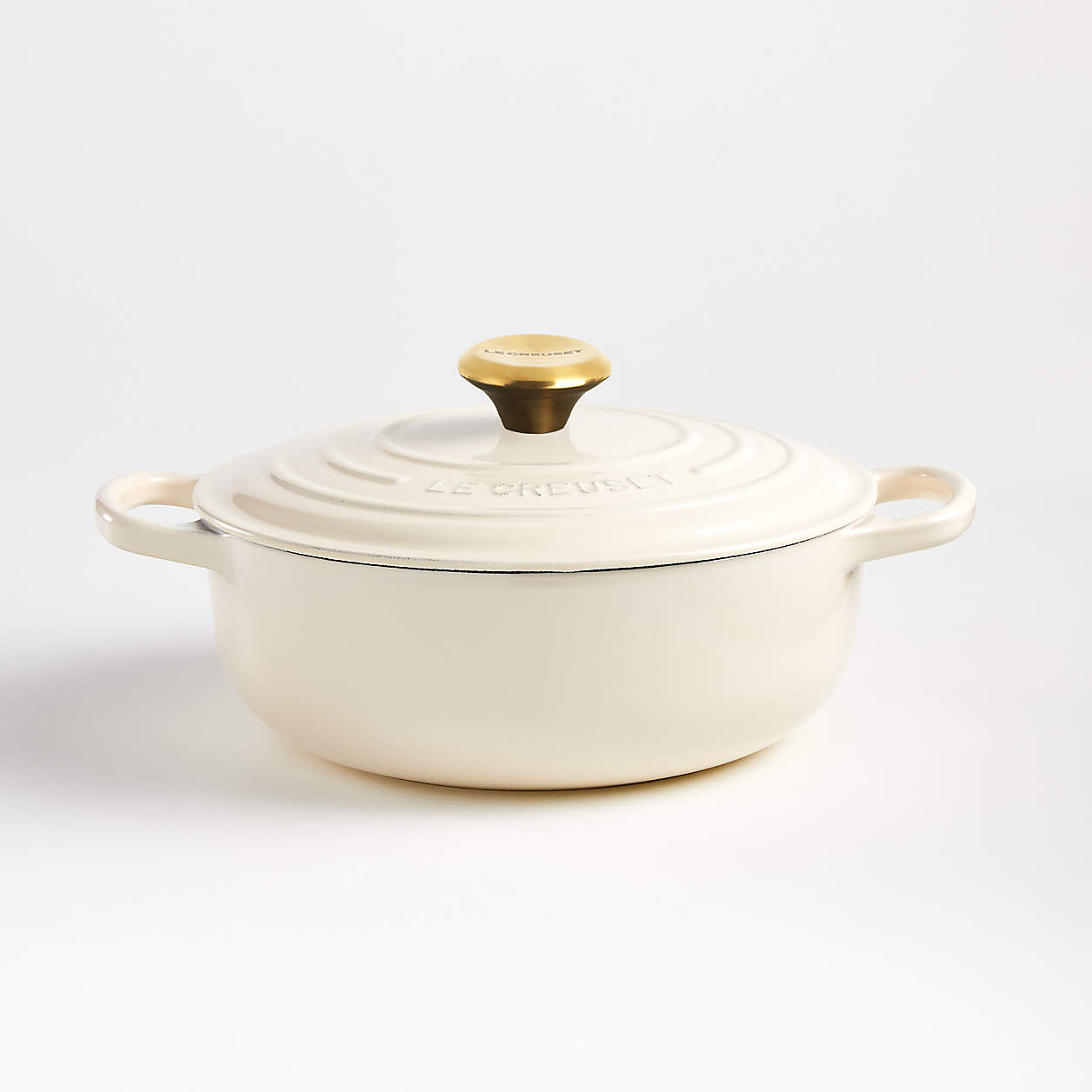 Le Creuset Signature 3.5-Qt. Cream Sauteuse Oven + Reviews | Crate & Barrel