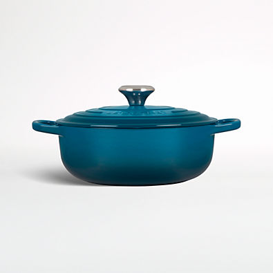 View Le Creuset ® Signature 3.5-Qt. Deep Teal Enameled Cast Iron Sauteuse Pan details