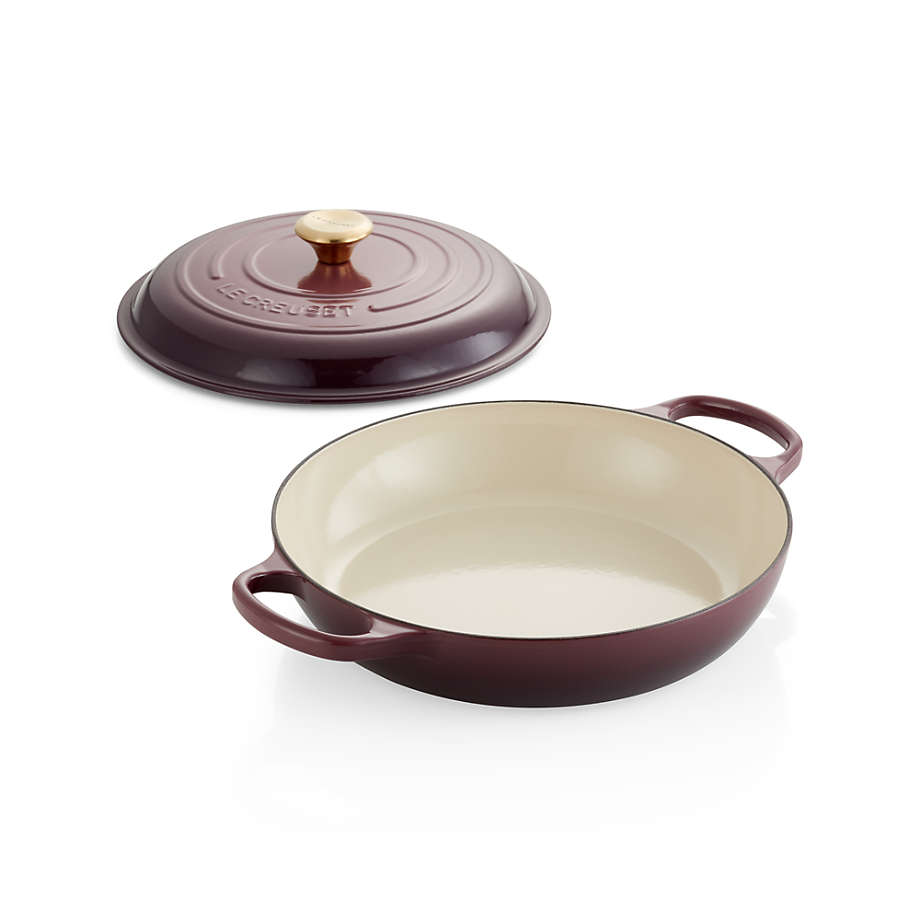 Le Creuset Signature 3.5-Qt. Cream Enameled Cast Iron Braiser Everyday Pan  with Lid + Reviews, Crate & Barrel