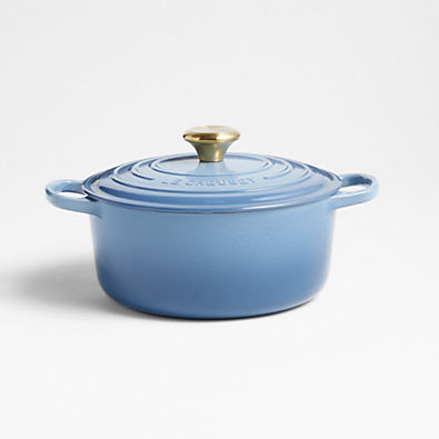 View Le Creuset ® Signature 4.5-Qt. Chambray Enameled Cast Iron Dutch Oven details