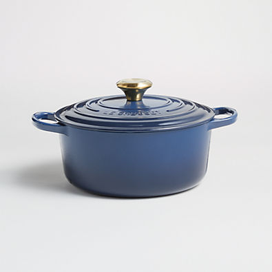 View Le Creuset ® Signature 4.5-Qt. Ink Blue Enameled Cast Iron Dutch Oven details