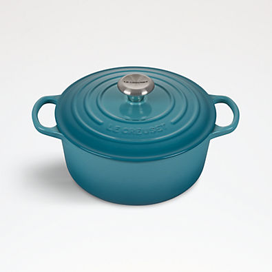 View Le Creuset ® Signature Caribbean 4.5-Qt. Enameled Cast Iron Round Dutch Oven details