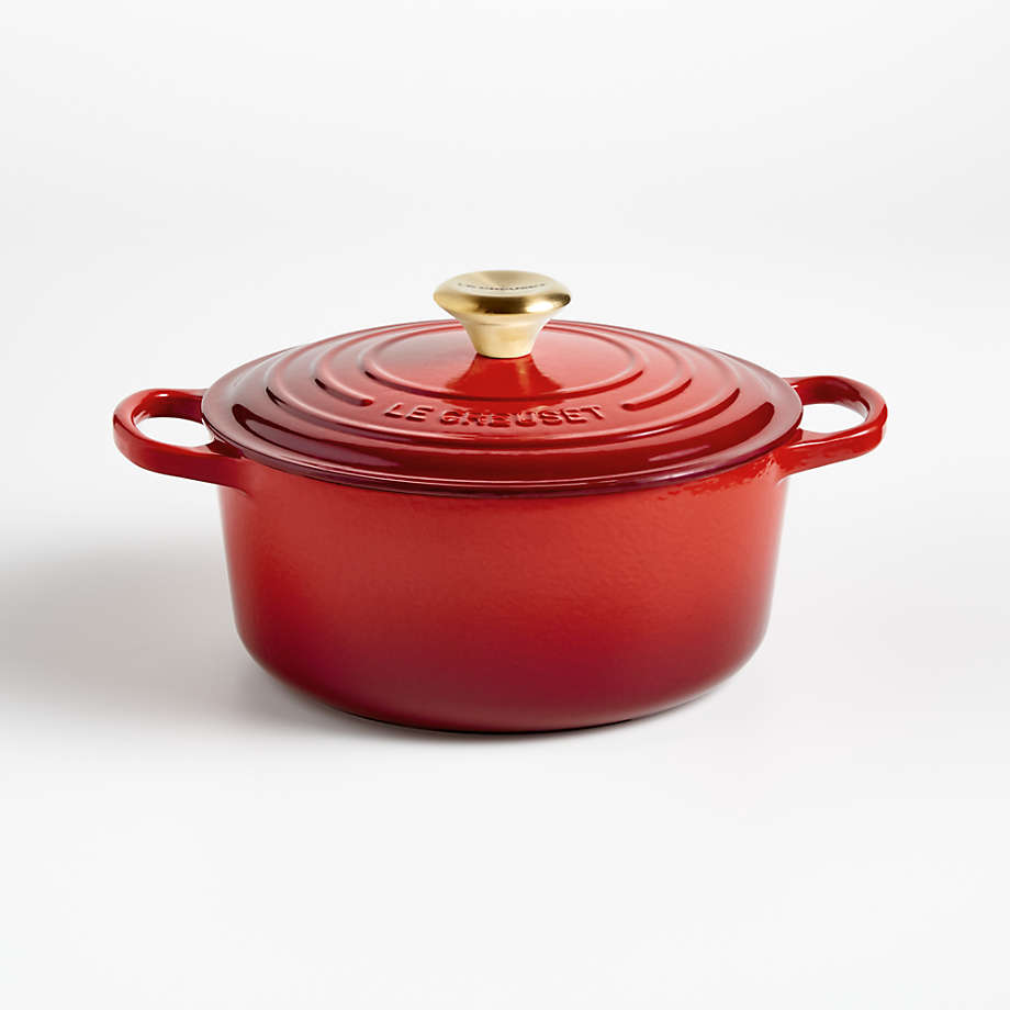 Le Creuset Signature 4.5-Qt. Gold Collection Cerise Round Dutch Oven ...