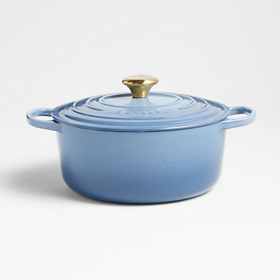 View Le Creuset ® Signature 5.5-Qt. Chambray Enameled Cast Iron Dutch Oven details