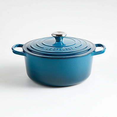 View Le Creuset ® Signature 5.5-Qt. Deep Teal Enameled Cast Iron Dutch Oven details