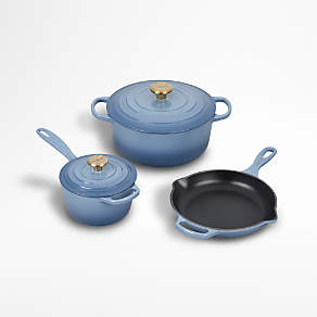 Le Creuset Signature 5-Piece Chambray Cast Iron Cookware Set +