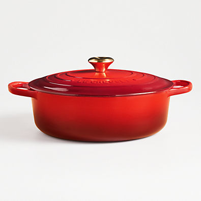View Le Creuset ® Signature 6.75-Qt. Gold Collection Cerise Round Wide Dutch Oven details