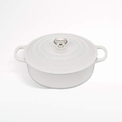 Le Creuset Signature Round 9-Qt. Round White Enameled Cast Iron Dutch ...