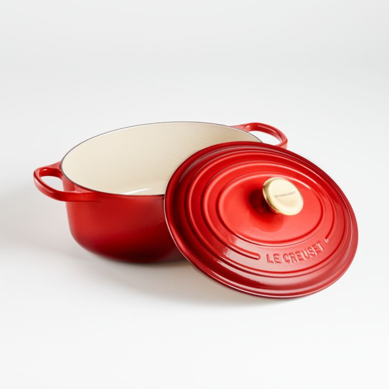 Le Creuset ® Signature Oval 6.75-Qt. Cerise Red Enameled Cast Iron Dutch Oven with Gold Knob - image 1 of 6