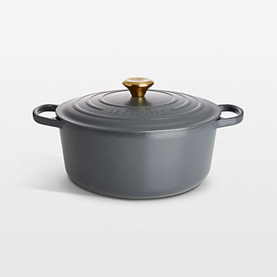 View Le Creuset ® Signature 7.25-Qt. Graphite Grey Enameled Cast Iron Dutch Oven details