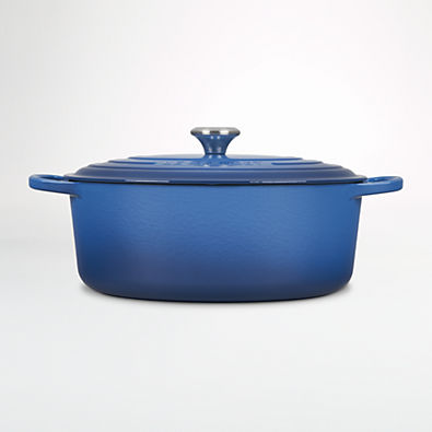 View Le Creuset ® Signature Oval 8-Qt. Marseille Blue Enameled Cast Iron Dutch Oven details