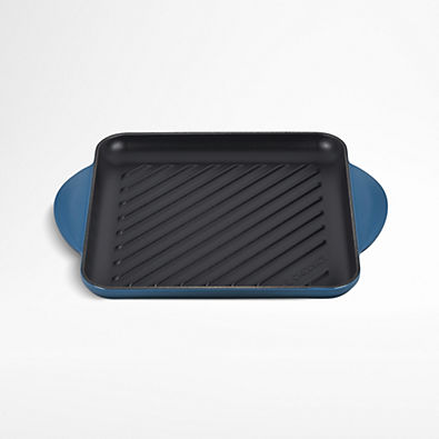 View Le Creuset ® Signature Square 9.5" Deep Teal Enameled Cast Iron Grill Pan details