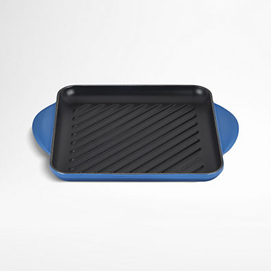 View Le Creuset ® Signature Square 9.5" Marseille Blue Enameled Cast Iron Grill Pan details