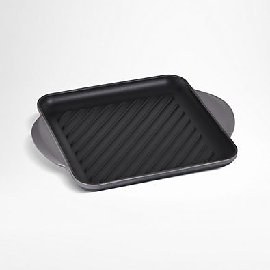 View Le Creuset ® Signature Square 9.5" Oyster Grey Enameled Cast Iron Grill Pan details