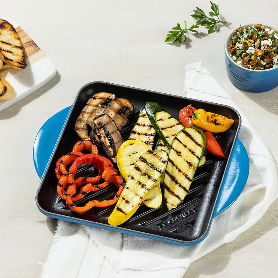 Le Creuset Signature Cast-Iron Square Grill Pan & Press Set