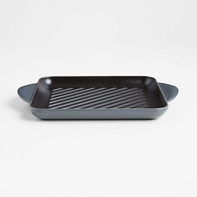 View Le Creuset ® Signature Square 9.5" Graphite Grey Enameled Cast Iron Grill Pan details