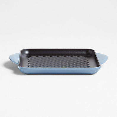 View Le Creuset ® Signature Square 9.5" Chambray Blue Enameled Cast Iron Grill Pan details