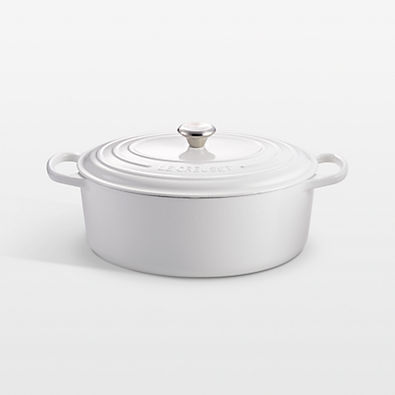 View Le Creuset ® Signature 9.5-Qt. White Enameled Cast Iron Oval Dutch Oven details