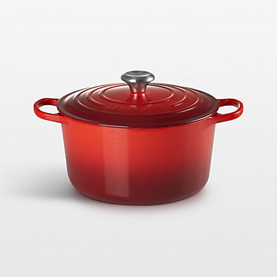 View Le Creuset ® Signature 6.5-Qt. Cerise Enameled Cast Iron Deep Round Dutch Oven details