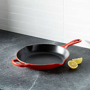 Enameled Cast Iron Square Grill Pan Lodge 26 cm Red