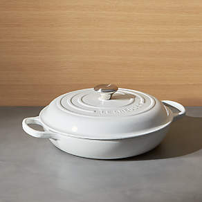 Le Creuset ® Signature Round Cream French Ovens with Lid  Enameled cast  iron cookware, Cool kitchens, Crate and barrel