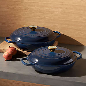 Matte Navy Enameled Cast Iron Braiser - Charleston Wrap