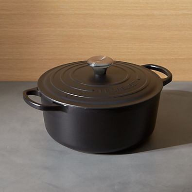 View Le Creuset ® Signature 5.5-Qt. Licorice Black Enameled Cast Iron Dutch Oven with Lid details