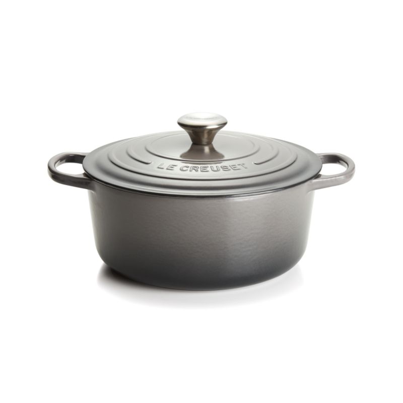 Le Creuset Signature 5.5-Qt. Oyster Grey Round Enameled Cast Iron Dutch ...