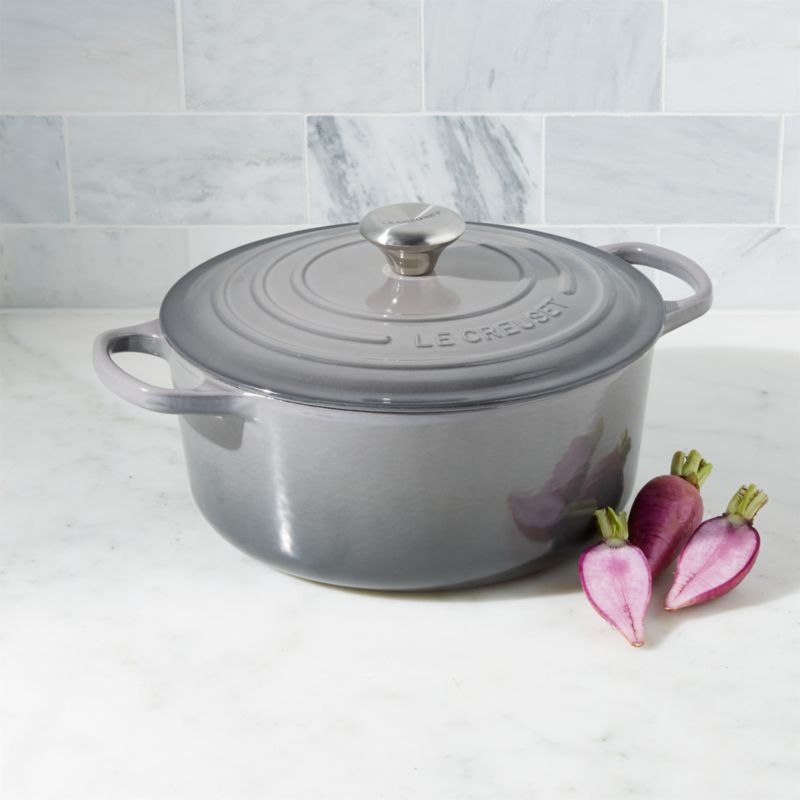 Lodge Cast Iron 5.5 Quart Enameled Dutch Oven, Oyster