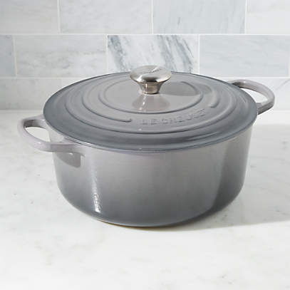 Le Creuset 2 3/4 Qt Round Oyster Grey Stoneware Utensil Crock - 6