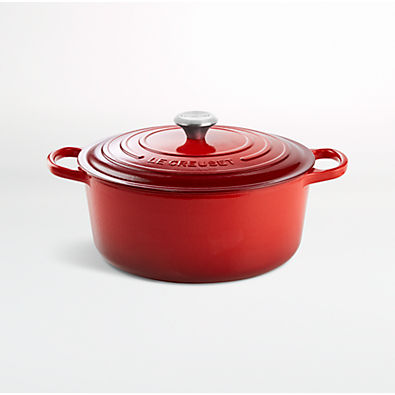 View Le Creuset ® Signature 9-Qt. Cerise Red Enameled Cast Iron Dutch Oven details