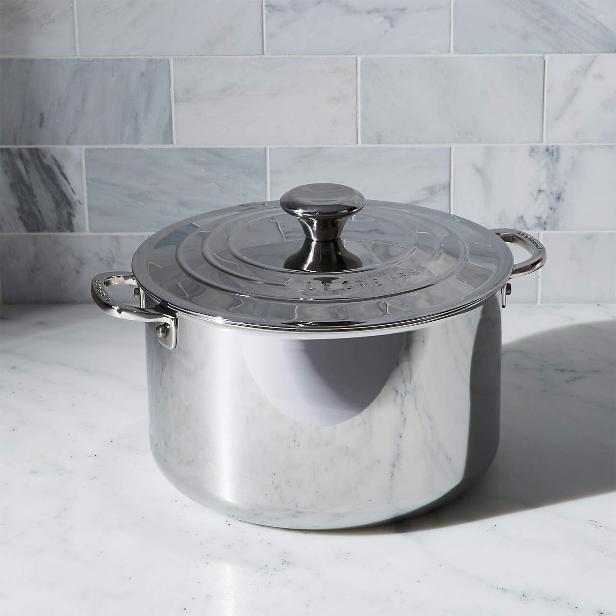 Le Creuset Signature Stainless Steel Stockpot with Lid + Reviews Crate & Barrel