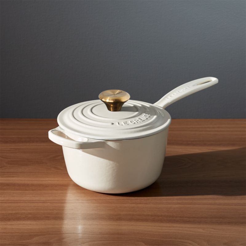 Le Creuset ® Signature 1.75-Qt. Cream Enameled Cast Iron Saucepan with Lid - image 2 of 3