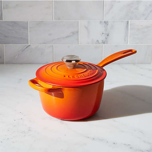 Le Creuset ® Signature 1.75-Qt. Flame Orange Enameled Cast Iron Saucepan with Lid