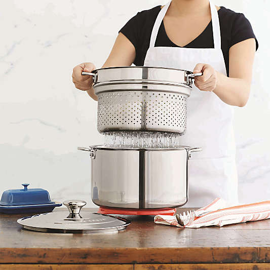 Le Creuset ® Signature Stainless Steel 9-Qt. Stock Pot with Lid and Deep Colander