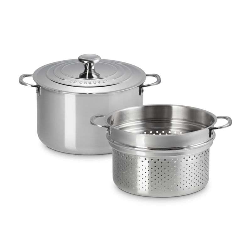 Le Creuset ® Signature Stainless Steel 9-Qt. Stock Pot with Lid and Deep Colander - image 4 of 7